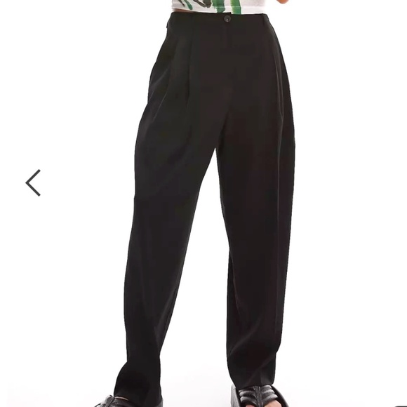 NWT Topshop tailored relaxed Dad pleated pants black 14 - Picture 1 of 5